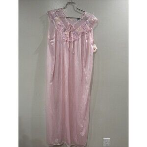 Rikki Of New York Long Nightgown Vintage Pink  Nylon Size 48 NWT